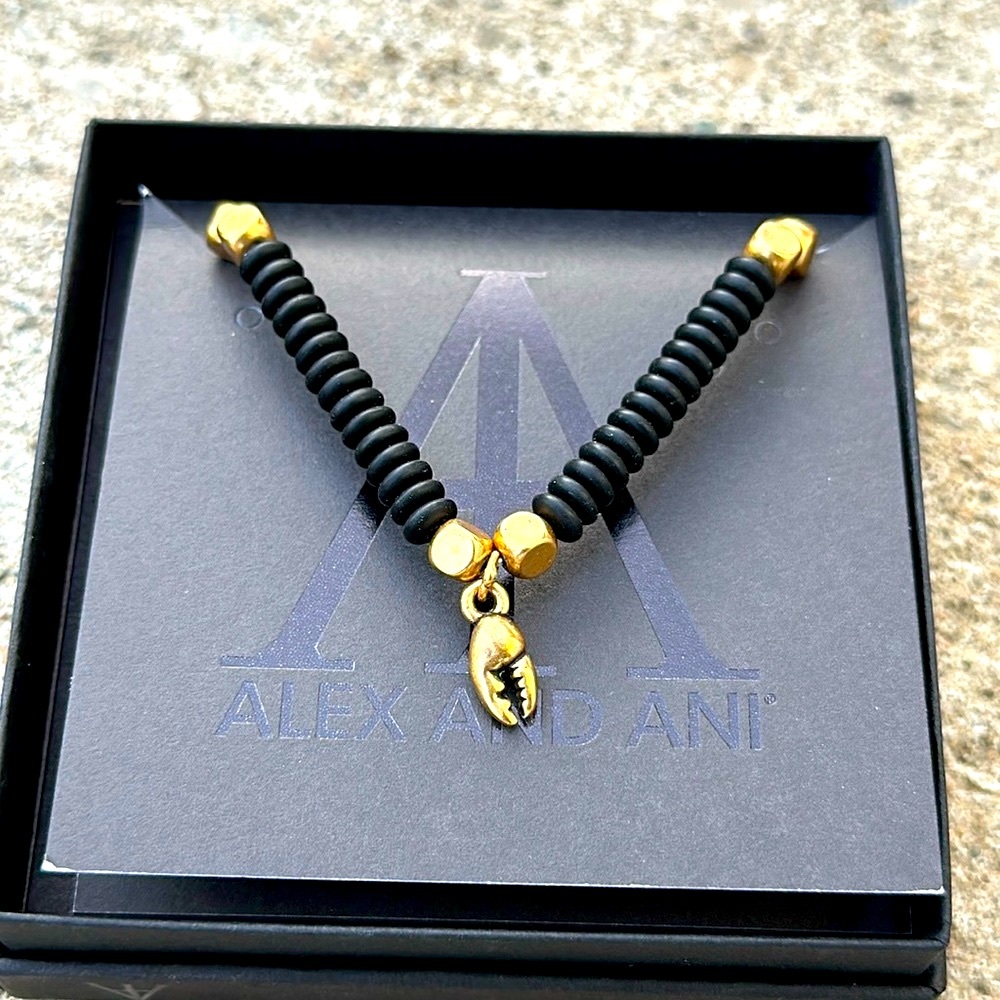 New with Box ALEX AND ANI MAN Black & Gold Lobster Claw Beaded